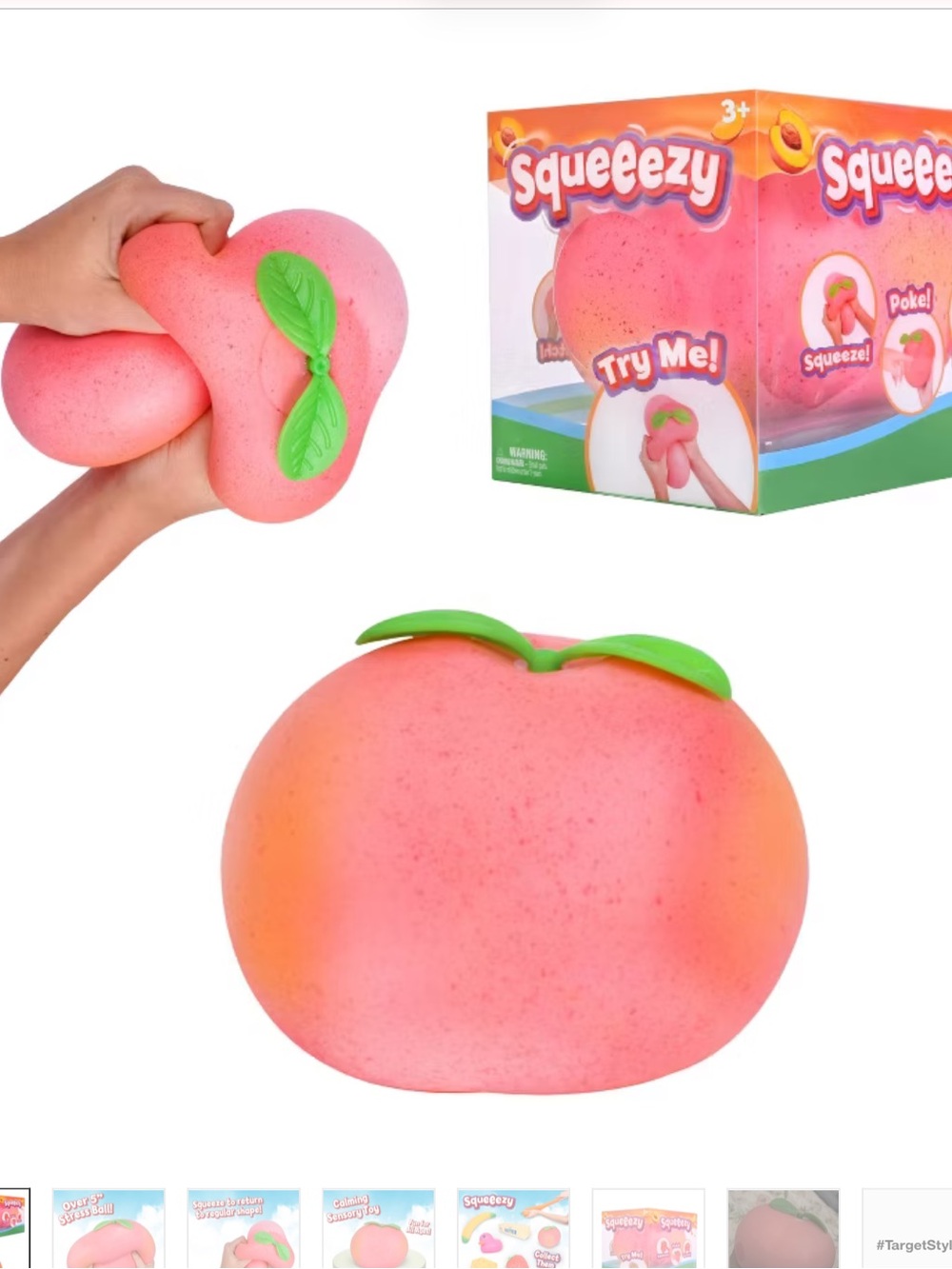 XL Squeezy Peach Squishy Peach with Green Leaves - Authentic from Target